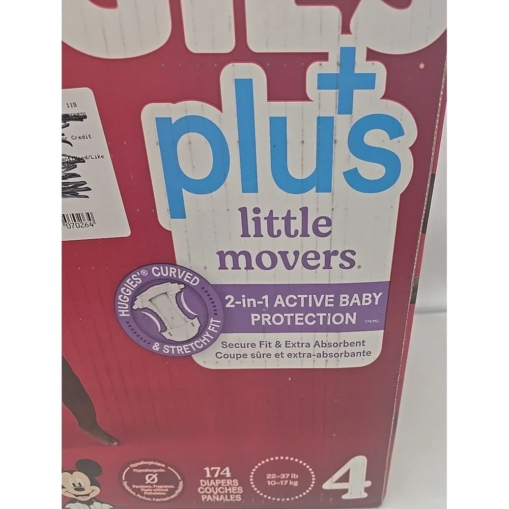 Huggies Little Movers Plus Diapers, Size 4 (174-Count)